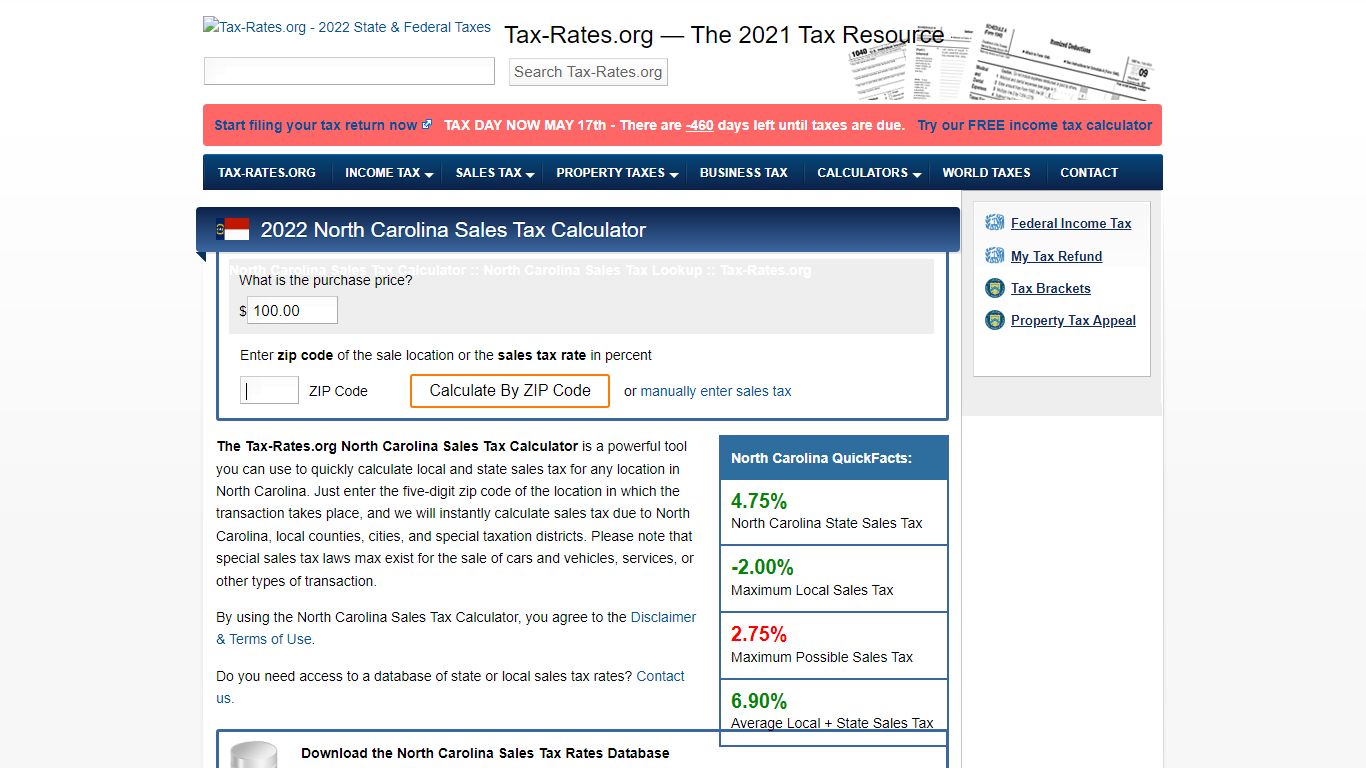 North Carolina Sales Tax Calculator - Tax-Rates.org